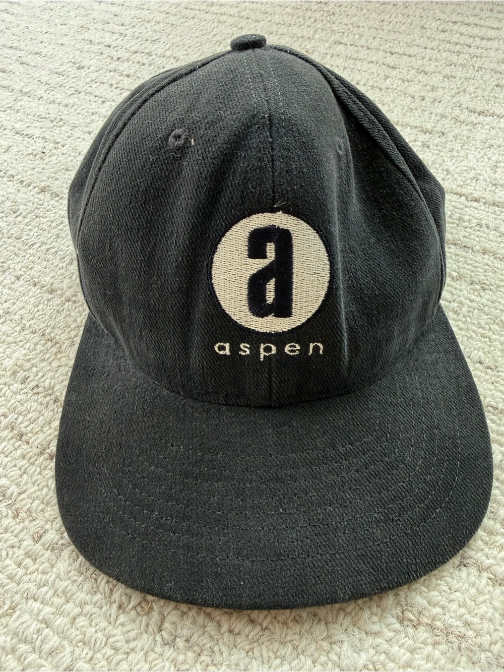 Vintage Aspen Colorado Ski Resort Black Embroidered Logo Baseball Hat Cap Rare